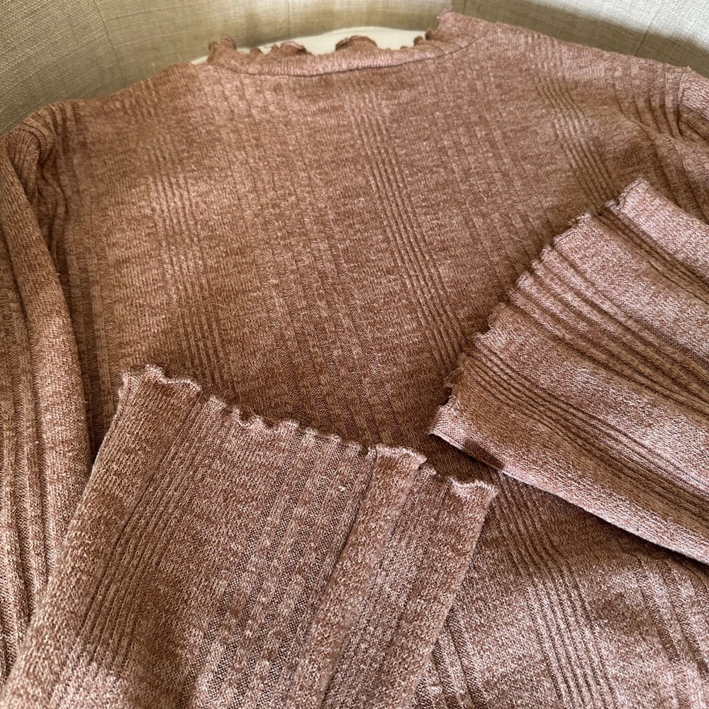 Women's Ribbed Top - Brown - Picture 2 of 4